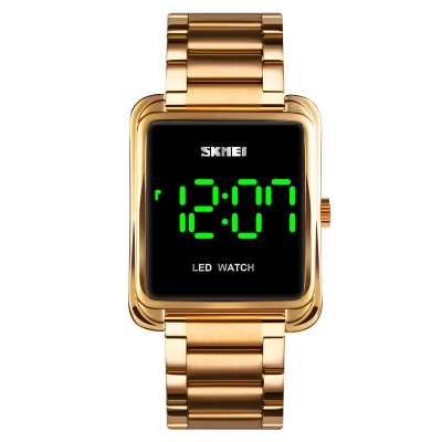 Picture of SKMEI 1505 Digital Sport Watches Rectangle Gold Wristwatch for Male LED Stopwatch Touch Watch For men