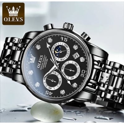 Picture of OLE_VS 2889 Men's Watch Waterproof Diamond Dial Chronograph Luminous Calendar Stainless Steel Strap
