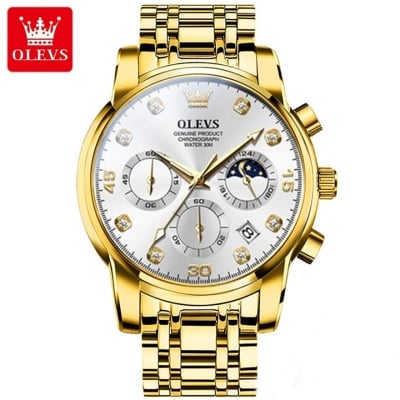 Picture of OLE_VS 2889 Men's Watch Waterproof Diamond Dial Chronograph Luminous Calendar Stainless Steel Strap