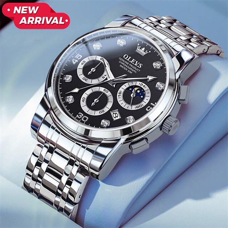 Picture of OLE_VS 2889 Men's Watch Waterproof Diamond set Dial Chronograph Luminous Calendar Stainless Steel Strap