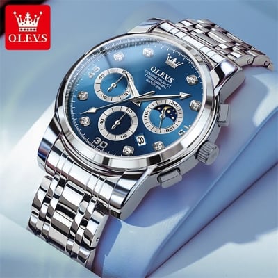 Picture of OLE_VS 2889 Men's Watch Waterproof Diamond set Dial Chronograph Luminous Calendar Stainless Steel Strap
