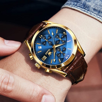 Picture of leather waterproof quartz fashionable watch for men