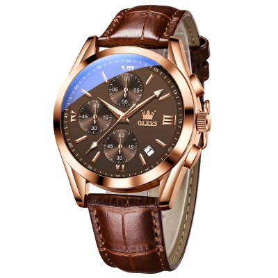 Picture of leather waterproof quartz fashionable watch for men