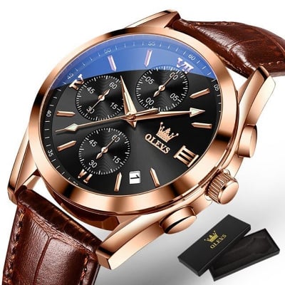 Picture of Olev_vs Luxury Top Quality Luxury Leather Analog quartz fashionable watch for men - Watch For Men - Watch