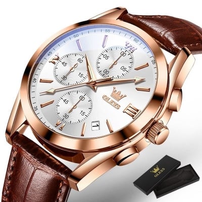 Picture of Olev_vs Luxury Top Quality Luxury Leather Analog quartz fashionable watch for men - Watch For Men - Watch