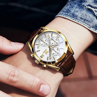 Picture of leather waterproof quartz fashionable watch for men