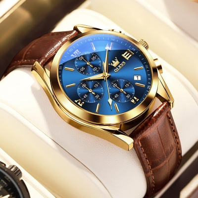 Picture of leather waterproof quartz fashionable watch for men