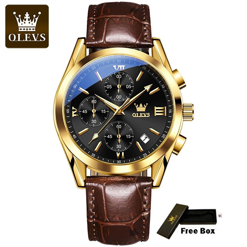 Picture of Olivs Leather Analog Quartz Fashion Wrist Watch for Men