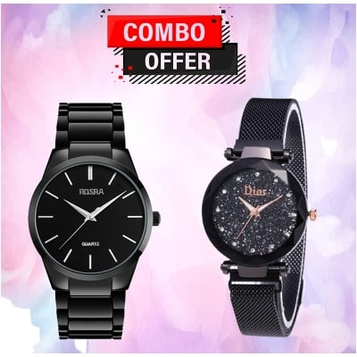 Picture of BUY 1 GET 1, Stainless Steel Couple Analog Watch For Men , Combo Offer