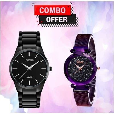 Picture of BUY 1 GET 1, Stainless Steel Couple Analog Watch For Men , Combo Offer