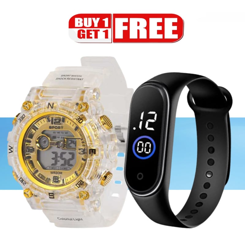 Picture of Buy 1 Get 1 , Digital Sports Watch with Touch Led Wrist Watch For Men Combo Offer - watch for men