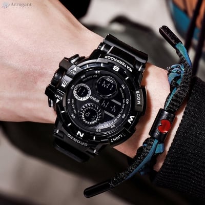 Picture of Fashion Multi-dial Watch For Men Digital LED Repeater Male Wrist Watches Outdoor Sport Black Digital Clock  , Watch For Men