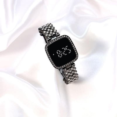 Picture of New Trend Fashion Steel Chain Diamond Women Watch Full Diamond Touch Screen LED Water Diamond Bracelet Watch