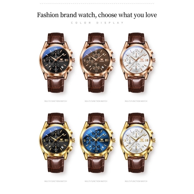 Picture of leather waterproof quartz fashionable watch for men