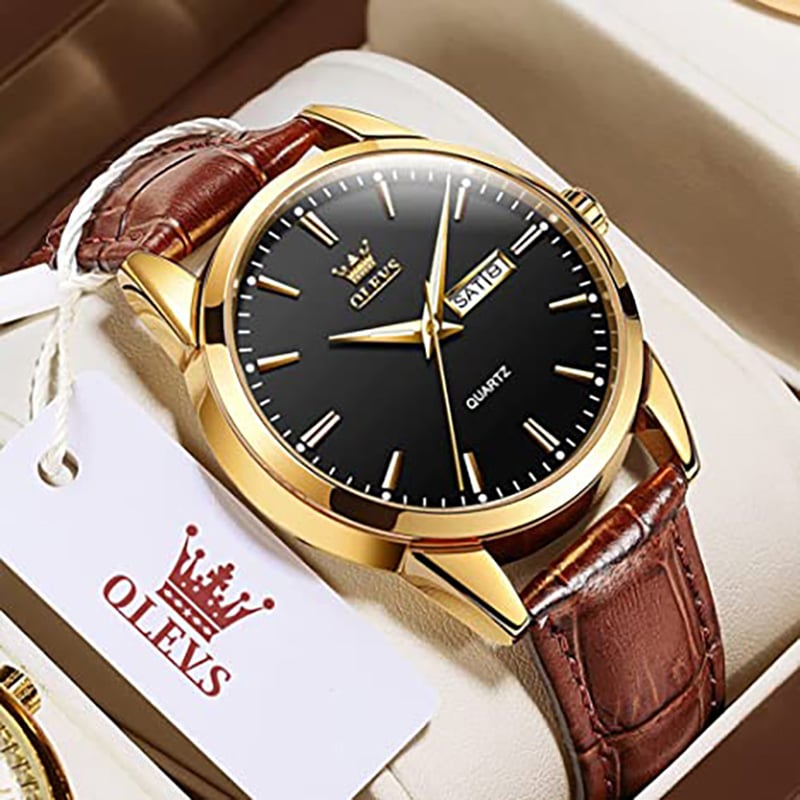 Picture of Olevs Fan Made Brown Fashionable Leather Analoge Watch For Men - Watch For Men
