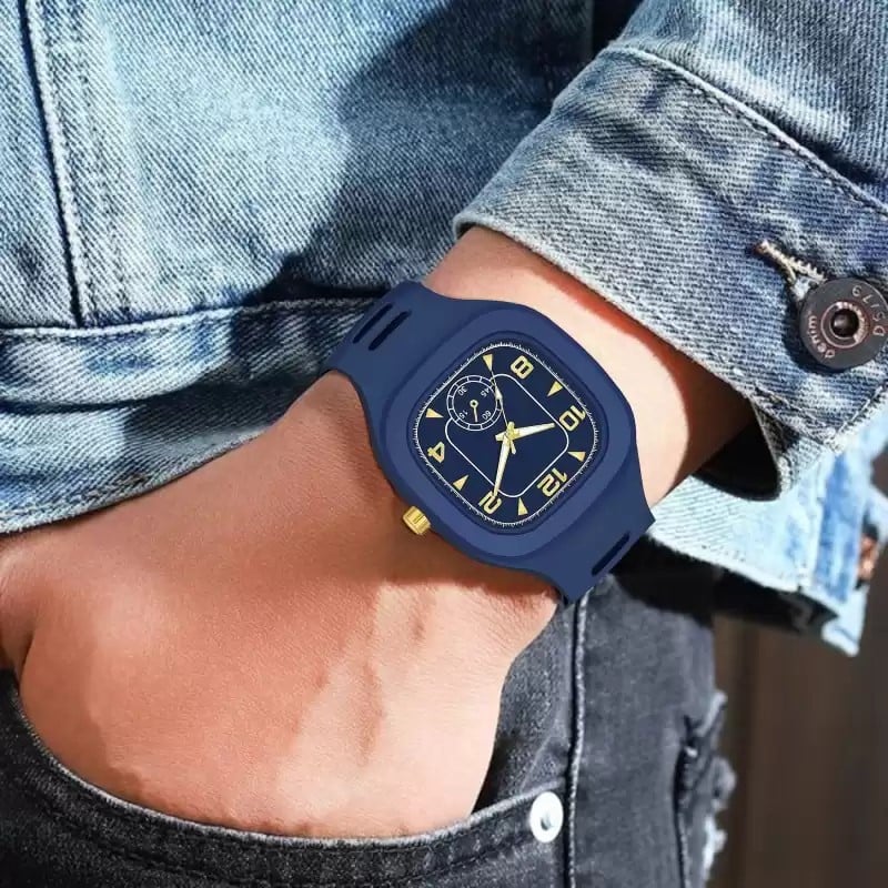 Picture of New Square Rubber Quartz Analog Watch For Men - Watch For Men