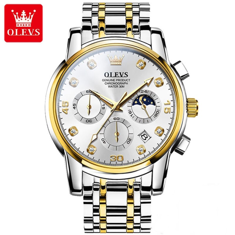 Picture of Top Luxury Olevs 2889 Stainless Steel Top Luxury Quartz Chronograph Fashionable Watch for Men - Watch