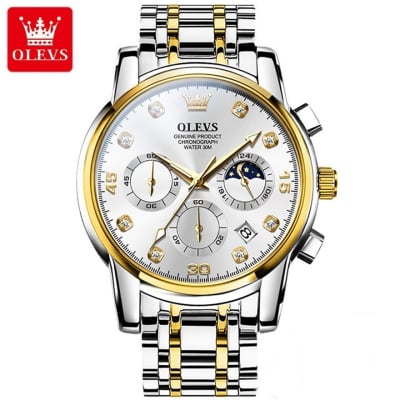 Picture of Top Luxury Olevs 2889 Stainless Steel Top Luxury Quartz Chronograph Fashionable Watch for Men - Watch