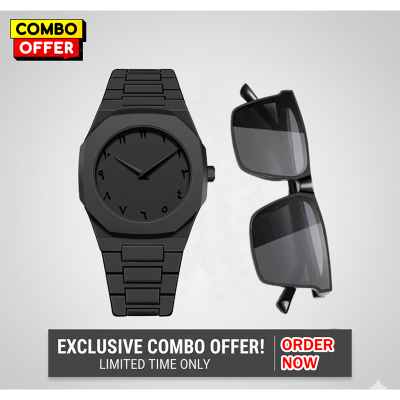 Picture of Arabic Watch Men's Quartz Watch Black PC Plastic watch for men - Aura Arabic Watch -  Black - Arabic Aura watch And Sunglass - Combo Offer - Sunglass