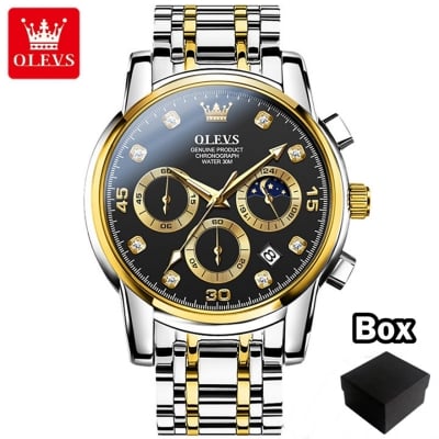 Picture of Top Luxury Olevs 2889 Stainless Steel Top Luxury Quartz Chronograph Fashionable Watch for Men - Watch (BBL 2)
