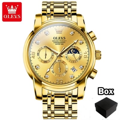 Picture of Top Luxury Olevs 2889 Stainless Steel Top Luxury Quartz Chronograph Fashionable Watch for Men - Watch (BLL 2)