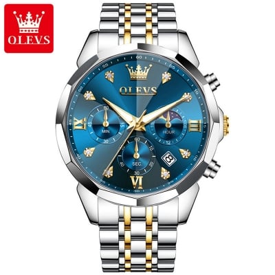 Picture of OLEVS 3670 Mens Watch Chronograph Looks Fashion Quartz Watch for men - Moon Phase Watch - Mens Watch - Watch For Men