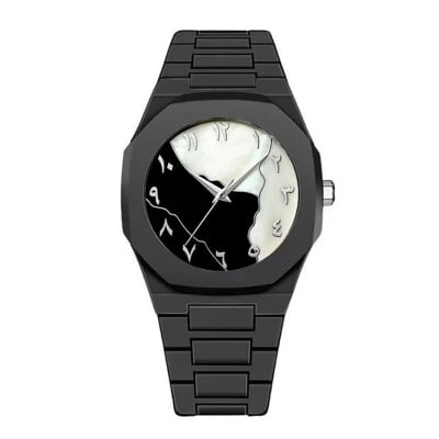 Picture of Aura Arabic Watch For Men's Plastic Quartz Analog Casual Digital Style Waterproof Black