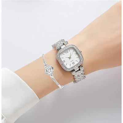 Picture of New Fashion Luxury Diamond Square dial Quartz Women's Watch - Watch For Women - Stainless steel Watch For Women - Watch