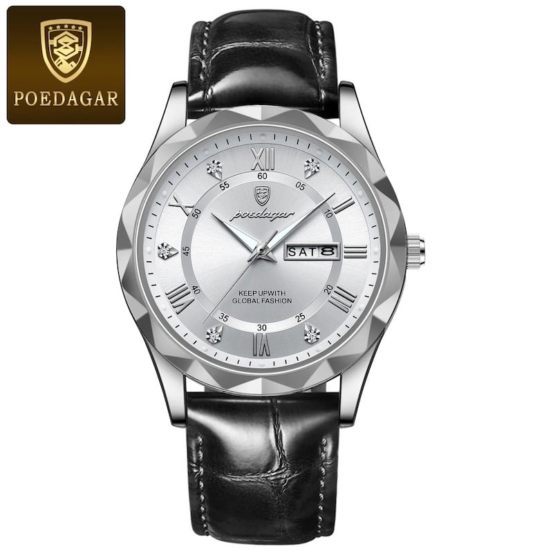 Picture of POEDAGAR Mens Quartz Watches Waterproof Luminous Dial Men Fashionable Wristwatches Artificial Leather Watch P615