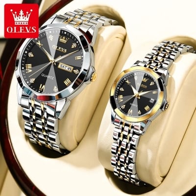 Picture of Olevs 9931 couple replica set luxury fashion waterproof stainless steel imported quartz movement wrist-watch for couple ( Fan Made )