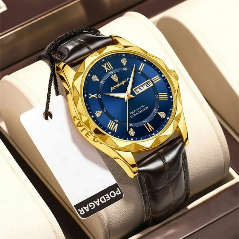 Picture of POEDAGAR 615-Leather Quartz Luxury Business Man Wristwatch Date Week Watch For Men