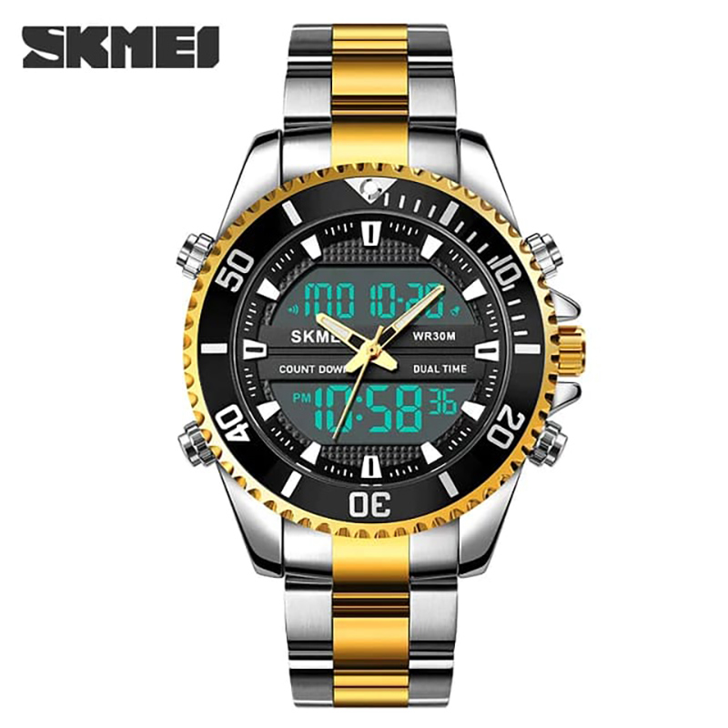 Picture of SKMEI 1850 Fashion Stainless SteelDigital Dual Display Quartz Watch for Men