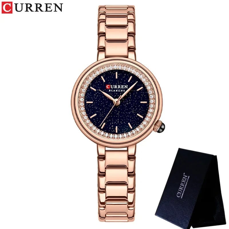 Picture of New Curren 9089 Stylish & Fashionable Crystal Dial Rose Gold tone Ladies Watch
