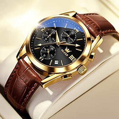Picture of Ole_vs Men Leather Analoge Quartz Fashion Watch for Men Brown
