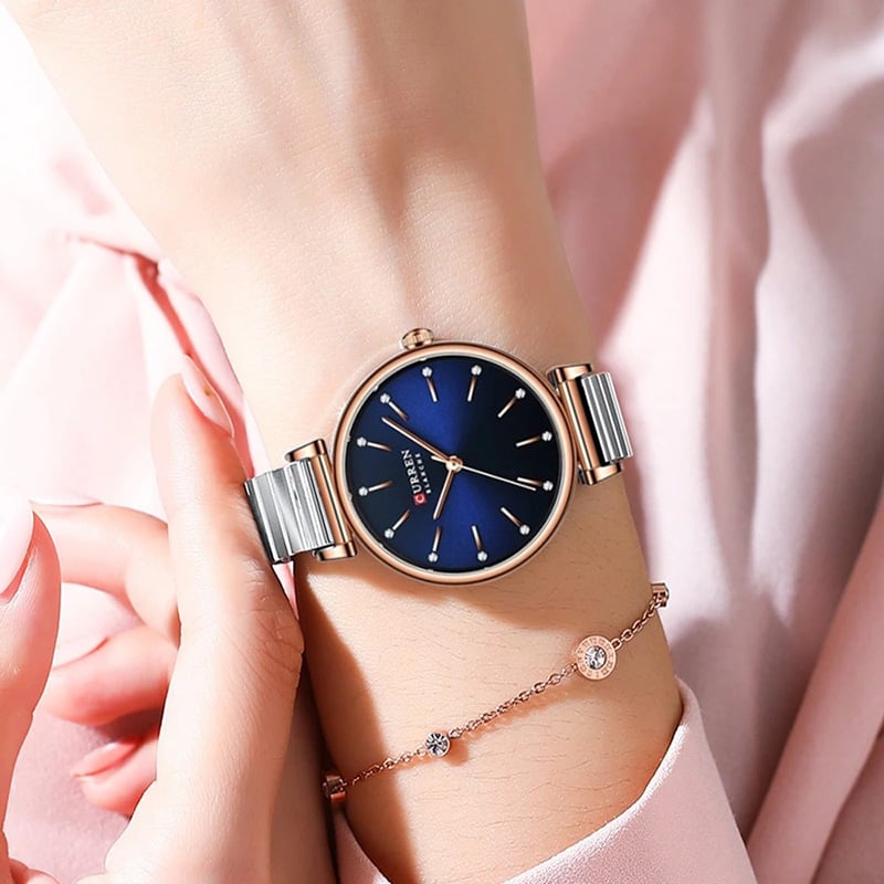 Picture of Curren 9081 Stainless Steel  Fashionable Analog Watch For Women - Silver & Pink