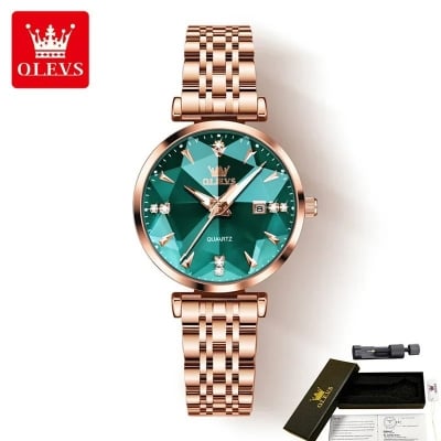 Picture of OLEVS 5536 Quartz Luxury Diamond-shapedWatch For Women, Stainless Steel Strap Waterproof Fashion Women Wristwatches Calendar