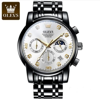 Picture of OLE_VS 2889 Men's Watch Waterproof Diamond Dial Chronograph Luminous Calendar Stainless Steel Strap