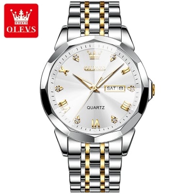 Picture of OLEVS Watches for Men Diamond Business Dress Analog Quartz Stainless Steel Date Luxury Casual Fashion Wrist Watch Waterproof Luminous