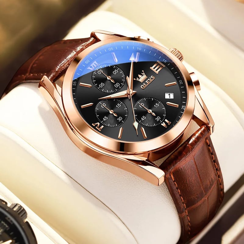 Picture of leather waterproof quartz fashionable watch for men
