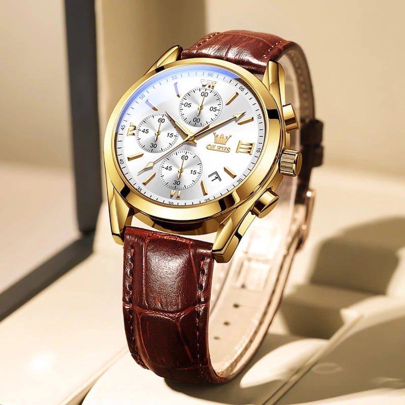 Picture of OLEVS Replica Leather Waterproof Quartz Fashion Watch for Men