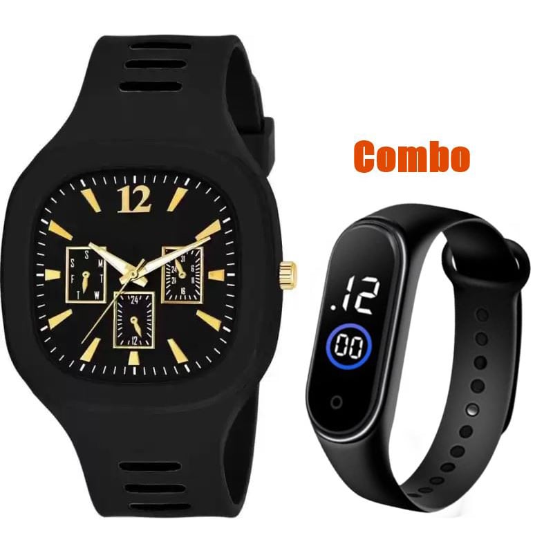 Picture of Lavish indulgent Fashionable Watch Silicone Band Quartz Analog Wrist Watch For Men - Watch For Men - Iconic Style (Combo 2)