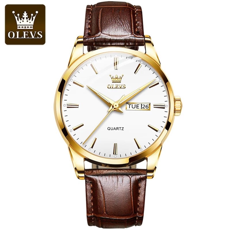 Picture of Fashionable Leather Analog Wrist Watches for Men Black & Brown