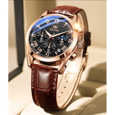 Picture of Olevs_Men Leather Date Function Luxury Smart Fitness Wrist Watch For Men