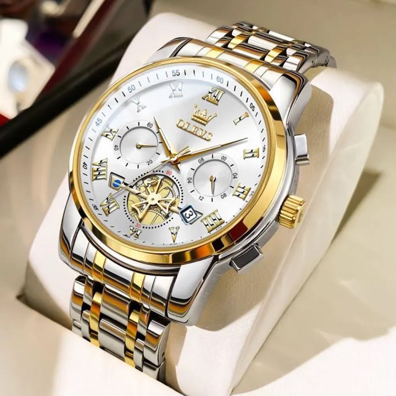 Picture of Top Luxury Tow Tone Stainless Steel Chronograph Wrist Watch For Men