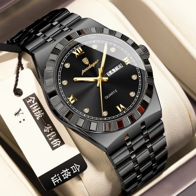 Picture of POEDAGAR 872 Men's Stainless Steel Bracelet Waterproof Wrist Watch Luminous Quartz Men's Watch