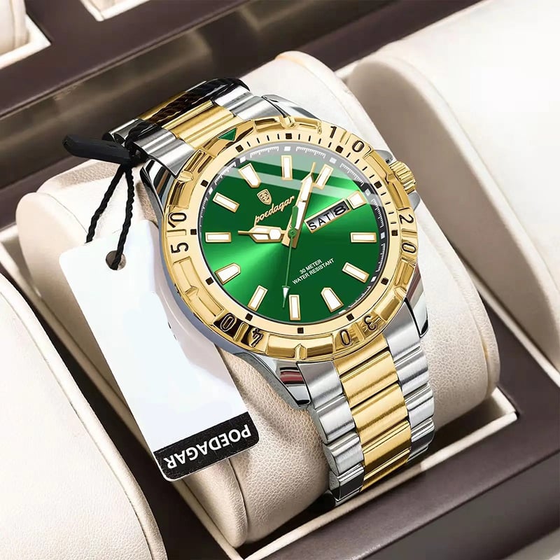 Picture of POEDAGAR 969 Luxury Quartz Man Watch Waterproof Luminous Date Week Men Watch Military Stainless Steel Men's Watches Sport Male Clock