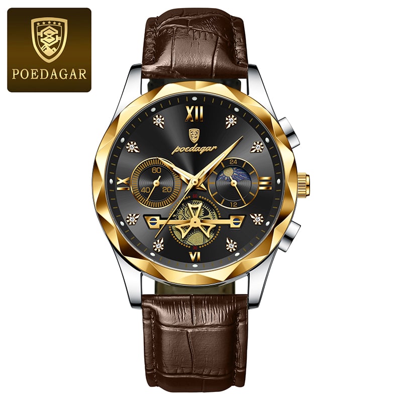 Picture of Poedagar 996 Leather Analog Watch for Men - Watch For Men - Watch - ঘড়ি