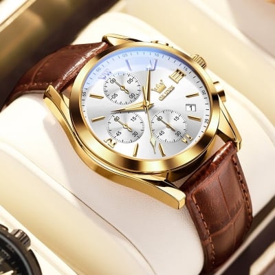 Picture of OLEVS Leather Waterproof Quartz Fashion Watch for Men