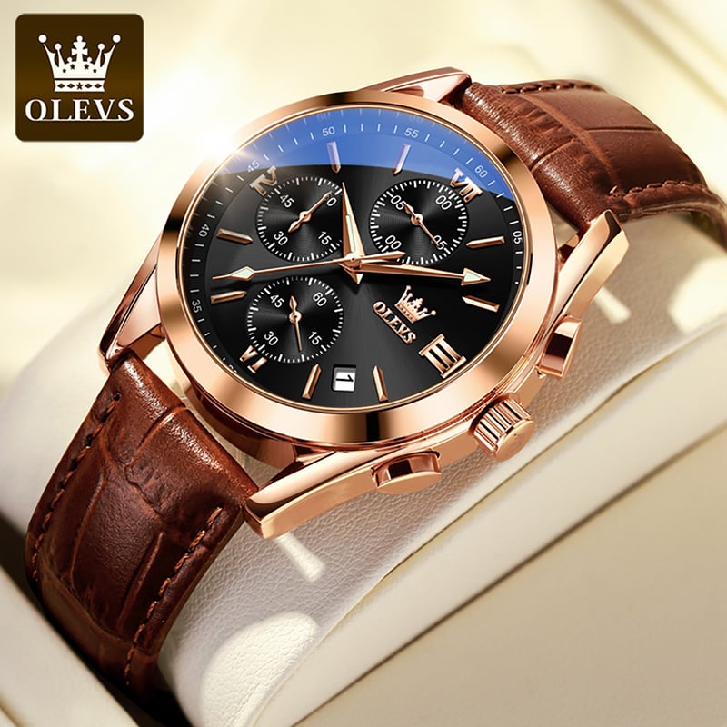 Picture of OLEVS Leather Waterproof Quartz Fashion Watch for Men