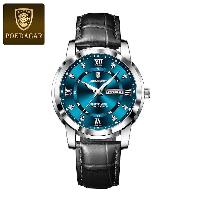 Picture of POEDAGAR 936 Luxury Man Leather Wristwatch Waterproof Luminous Date Week Leather Watch For Men - Sports Quartz Men's Watches For Men